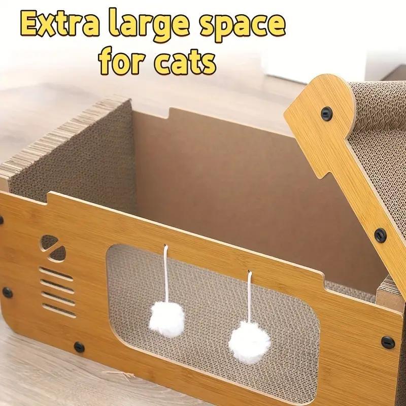 Product Introduction of Cat Scratching Board, 1 Box Cat Scratcher with Cat Nest Style, Durable Cat Scratching Toy, Pet Furniture for Indoor Playing Sleeping 2