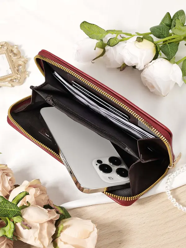 Women's Letter Pattern Long Wallet, Fashionable PU Leather Zipper Wallet for Daily Used, Casual Trendy Versatile High-quality Daily Wallet 3