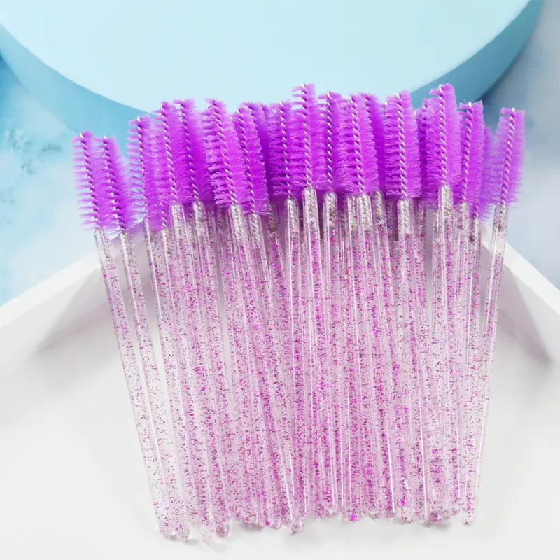 50pcs Disposable Eyelash & Eyebrow Brush, Glitter Design Eyelashes Brushes Comb, Makeup Brushes, Professional Makeup Tools For Women, Summer Makeup Gift, Valentine's Day Gift, Makeup Brushes 8