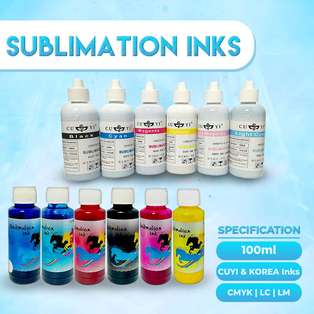 CUYI / KOREA Sublimation Ink for Ep son Printer for Sublimation Paper Printing 100ml (C/M/Y/K/LC/LM)