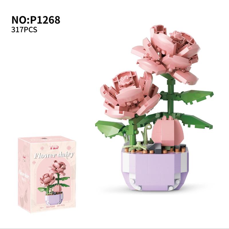 Rose Design Building Blocks, 1 Set Creative Flower Building Blocks, Building Toys for Kids & Adults 3