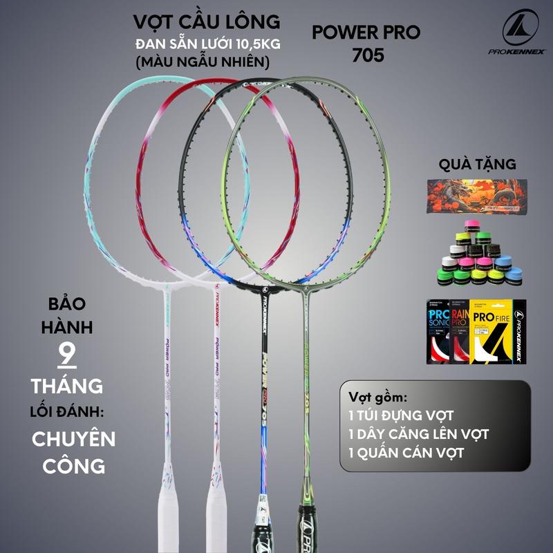 Vợt cầu lông Prokennex Power Pro 705 đã đan dây 10.5kg chuyên công Cacbon chất lượng Bảo hành 9 tháng Kèm Quà Tặng Quấn Cán Vợt