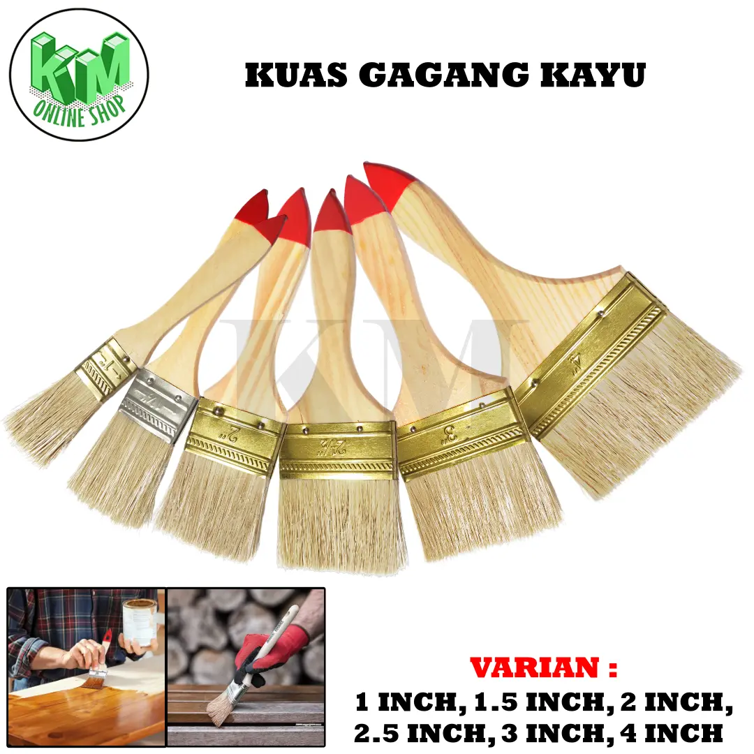 Kuas Cat 1inch 1.5inch 2inch 2.5inch 3inch 4inch Kuas Tembok Kuas Kayu Kuas Cat Minyak Serbaguna