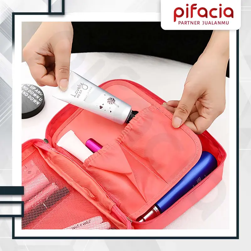 PIFACIA Cosmetic Bag POLOS Tas Kosmetik Travel Bag Multifungsi 1