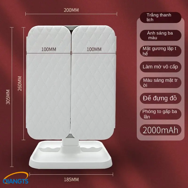 Gương Để Bàn QIANGTS (Một món quà tuyệt vời dành cho nữ thần) Trang Điểm, Đèn LED 3 Màu Làm Đẹp Cửa Gập Mở 2 Cánh,Trang Điểm Cảm Ứng 3 Chế Độ Ánh Sáng Sạc Điện USB 3 chế độ ánh sáng，Eyeshadow Mỹ Phẩm Cosmetic 3