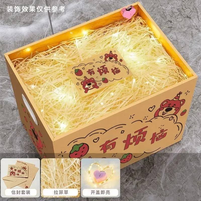 Hộp Quà Sinh Nhật, Hộp Rỗng, Hộp Đóng Gói, Thiết Kế Hoạt Hình Nữ Tính Gấu Dâu Tây Graffiti, Thích Hợp Đựng Đồ Ăn Nhẹ Và Quà Tặng Lớn 8