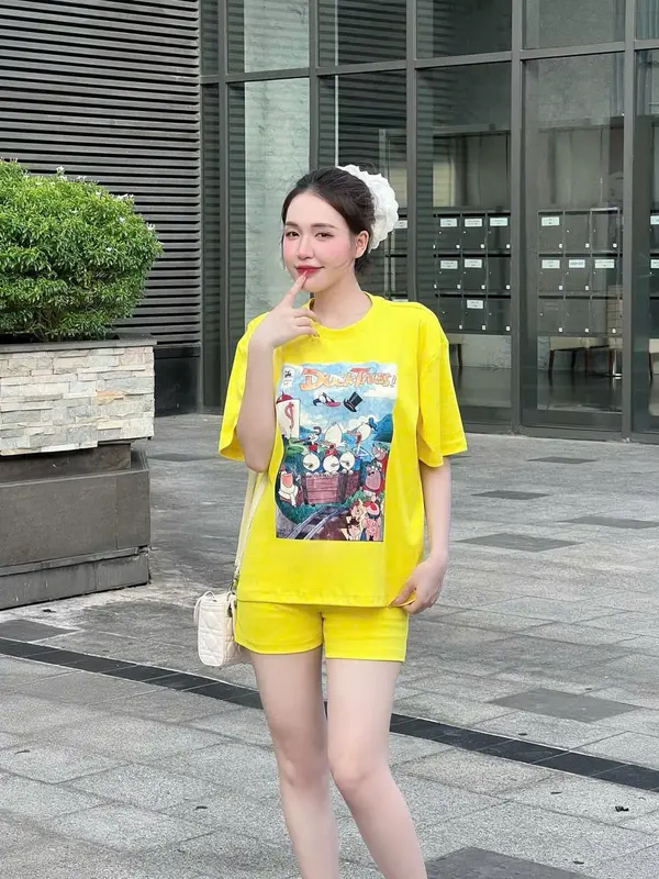 Set Đồ Nữ, Đồ bộ Đùi Vải Thun Cotton Co Giãn In Hình Dễ Thương Form 40-60kg - Đồ Bộ Lụa Mơ LM90 Top Thun Women 1