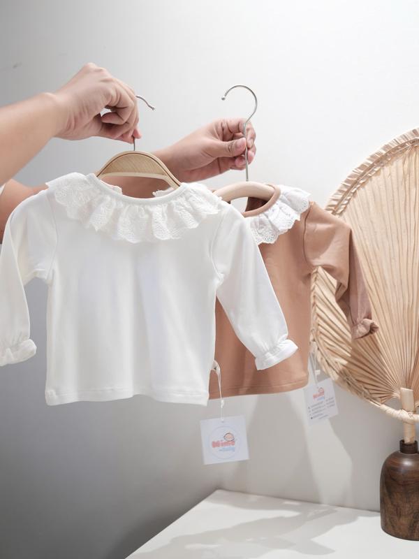 Áo trắng cổ bèo tiểu thư vải cotton dày dặn lót bông mềm mại ấm áp mùa thu đông cho bé 5-13kg QA121 Mimo Baby