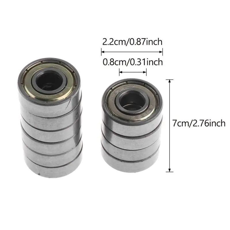 10 chiếc Vòng bi trượt băng nội tuyến & con lăn, trượt băng 608 Zz 1