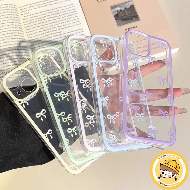 Case HP Untuk Vivo Y19s Y29 V40 Lite Y18 Y12 Y12S Y27S Y15 Y12i Y20S Y100 Y17S Y02 Y03 Y21 Y21S Y27 Y28 Y20 Y16 Y17 Y36 Y18E Y91C Y91 Y01 Y93 Y95 Y11 Y22 Y35 Y20A Simpul Pita Macaron Romantis Pola Transparan Berwarna-warni Soft Cover 1
