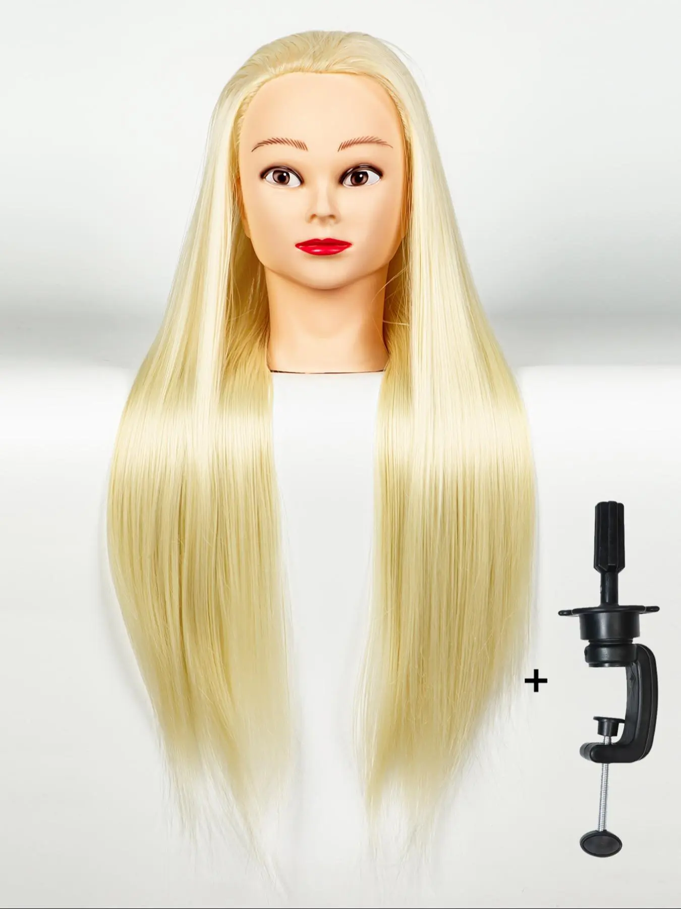 26 Inch Long Layered Blonde Hair Mannequin Head with Tools, Hair Styling Training Manikin, Cosmetology Doll Head, Synthetic Fiber Hair for Hairdresser