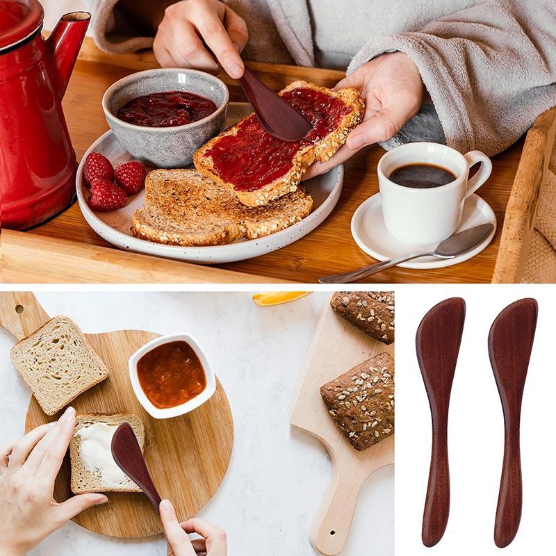 Product Introduction of 4Pcs Jam Spreader Jelly Cheese Butter Spreaders 6 Inch Wooden Condiment  Sandwich Mini Spatulas For Kitchen Stirring Mixing 15