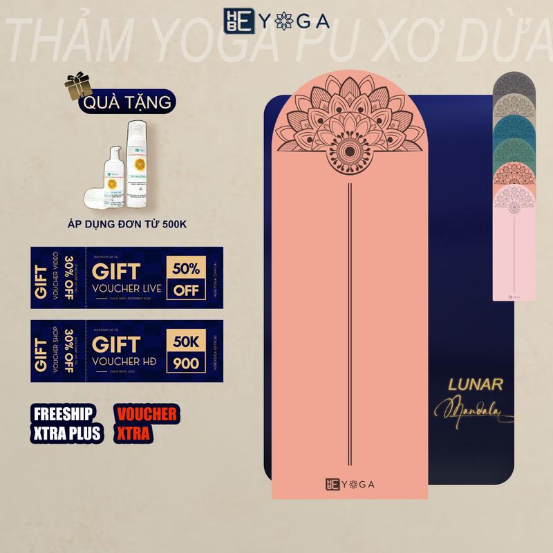Thảm Tập Yoga Gym Yoga HBE Lunar Pu Sợi Dừa Cao Su 5mm Cao Cấp Kèm Túi