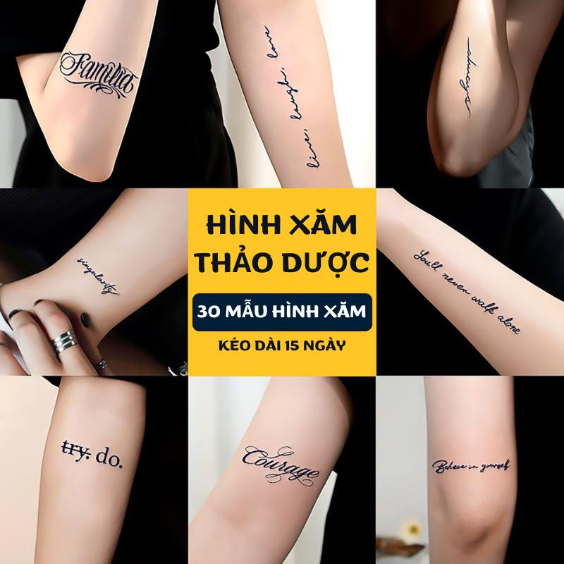 Set 30 Hình Xăm Tạm Thời Chữ Tiếng Anh Mini Ý Nghĩa Funtattoo Kéo Dài 15 Ngày