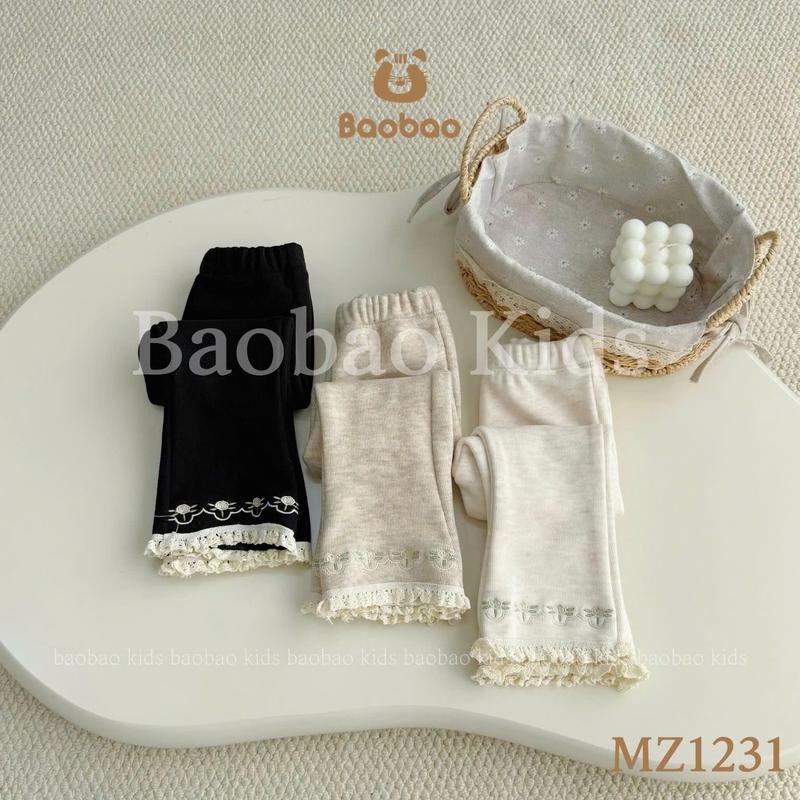   BAOBAO-HÀNG SẴN  - QUẦN ỐNG LOE LEN THỎ LÓT LÔNG CAO CẤP MIX REN XINH XẮN ĐÁNG YÊU CHO BÉ GÁI - MZ1231 