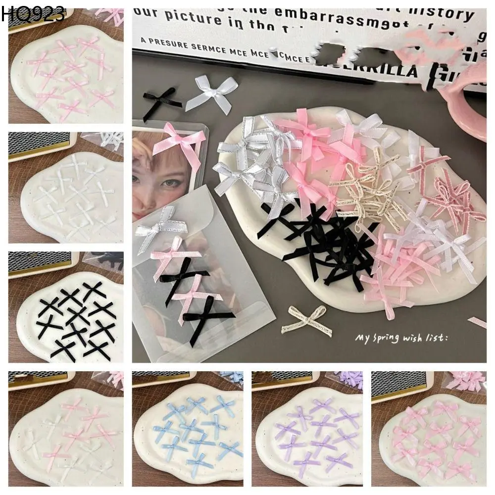 HQ923 10pcs Creative‘ Handmade Craft Ribbon Bowknot Accessories Headdress Hairpin Hair Clip Accessories Balletcore Korean Style Photocard Ornament