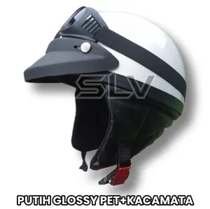 Helm Retro Chips Cat Pet + Kacamata / Helm Klasik Motorcycle
