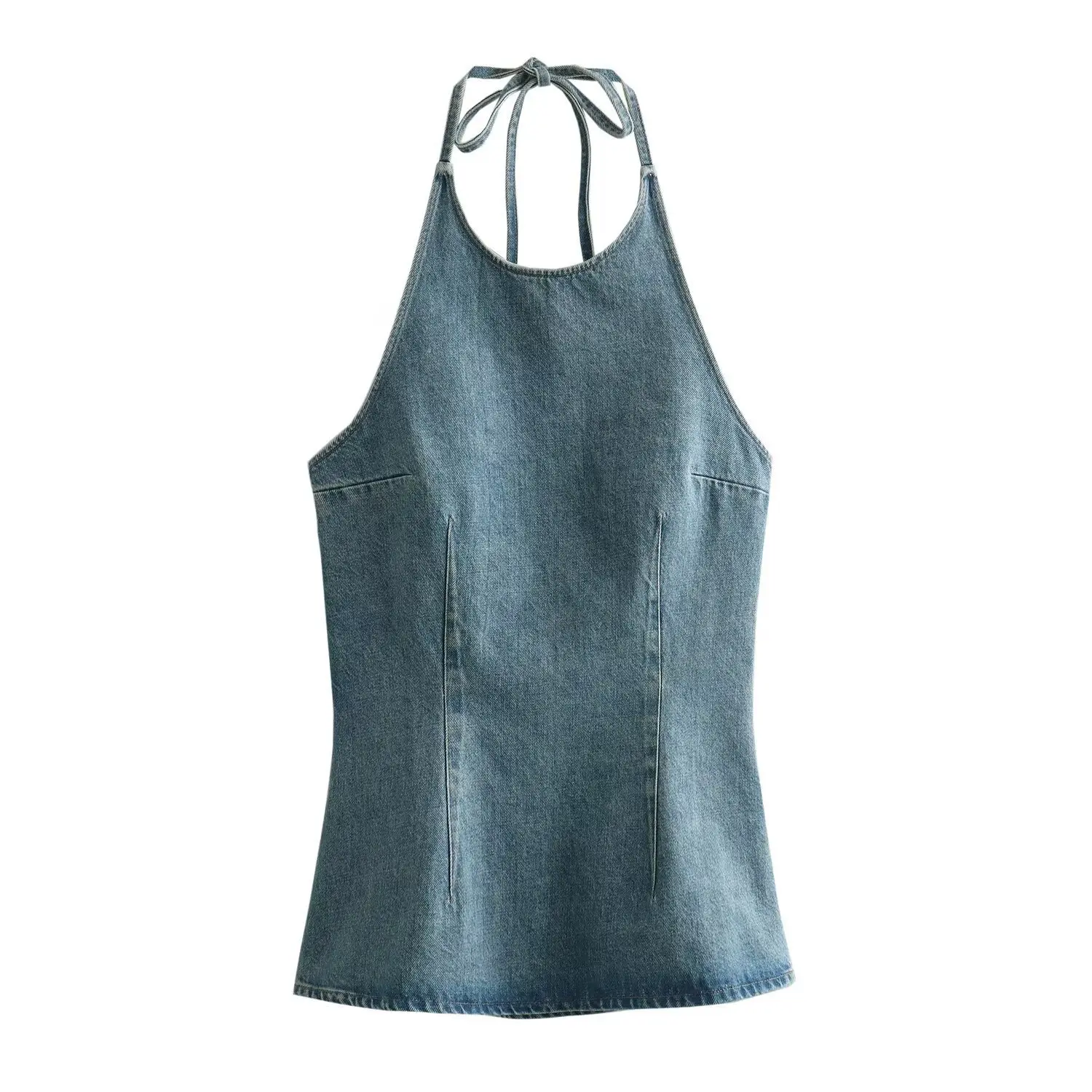 Áo Denim Hở Lưng Cổ Yếm Gợi Cảm, Thời Trang, Hàng Mới Về, 8131