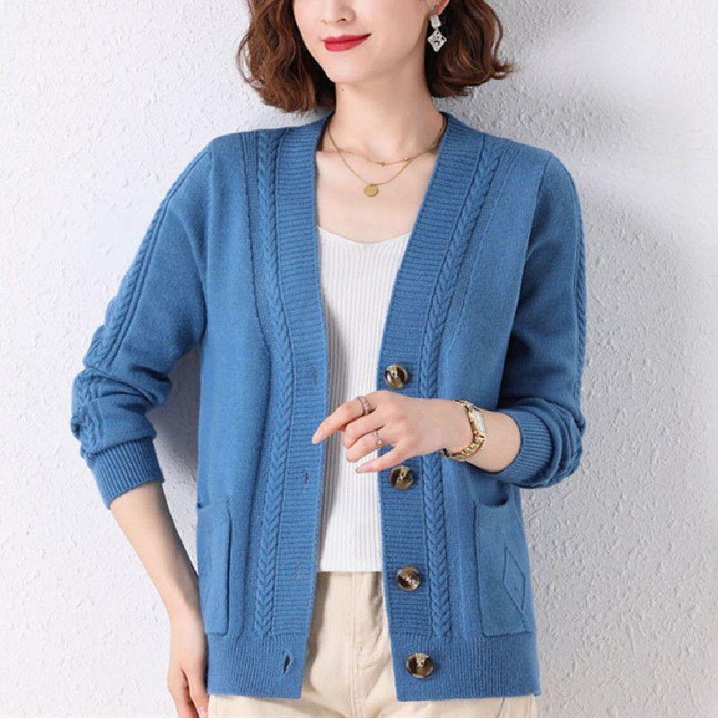 Áo Cardigan Len Cho Mẹ TRUNG NIÊN, Dành Cho Nữ, Hàng Mới Về Mùa Xuân Và Mùa Thu 2025, Phong Cách Phương Tây, Có Thể Mặc Ngoài Trời, Áo Khoác Nhỏ Dệt Kim Thời Trang, Áo Dáng Rộng 4