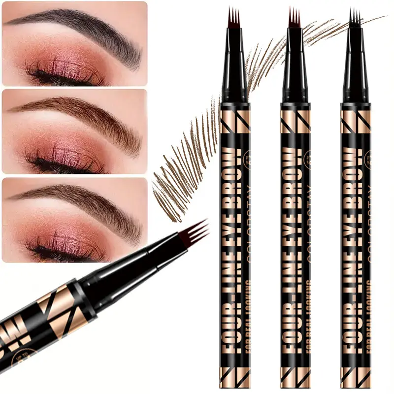 QICIY Four-Prong Eyebrow Pencil Waterproof Eyebrow Pencil Makeup Cosmetics