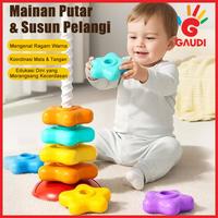 Gambar Gaudi Mainan Bayi Donat Susun Putar Rainbow Tower Jumbo / Rainbow Spinner Stack - Edukatif Melatih Koordinasi Mata-Tangan & Motorik Halus - 8Layers-OPP dari Gauditoys Kab. Tangerang 1 Tokopedia