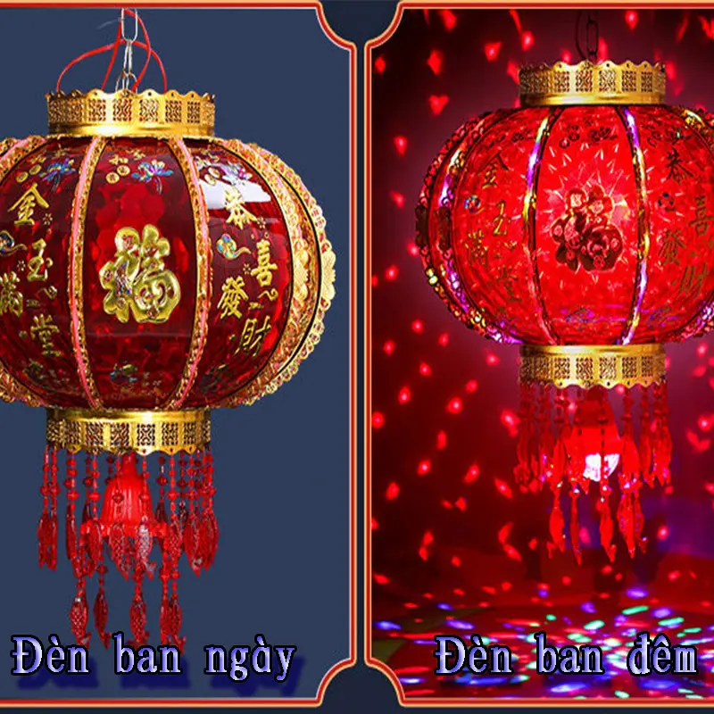 Đèn Lồng Điện Xoay 360 Kết Hợp Đèn Led, Lồng Đèn led xoay 3D trang trí Tết Mang Lại Sự May Mắn Tới Gia Chủ Phát Tài Lộc