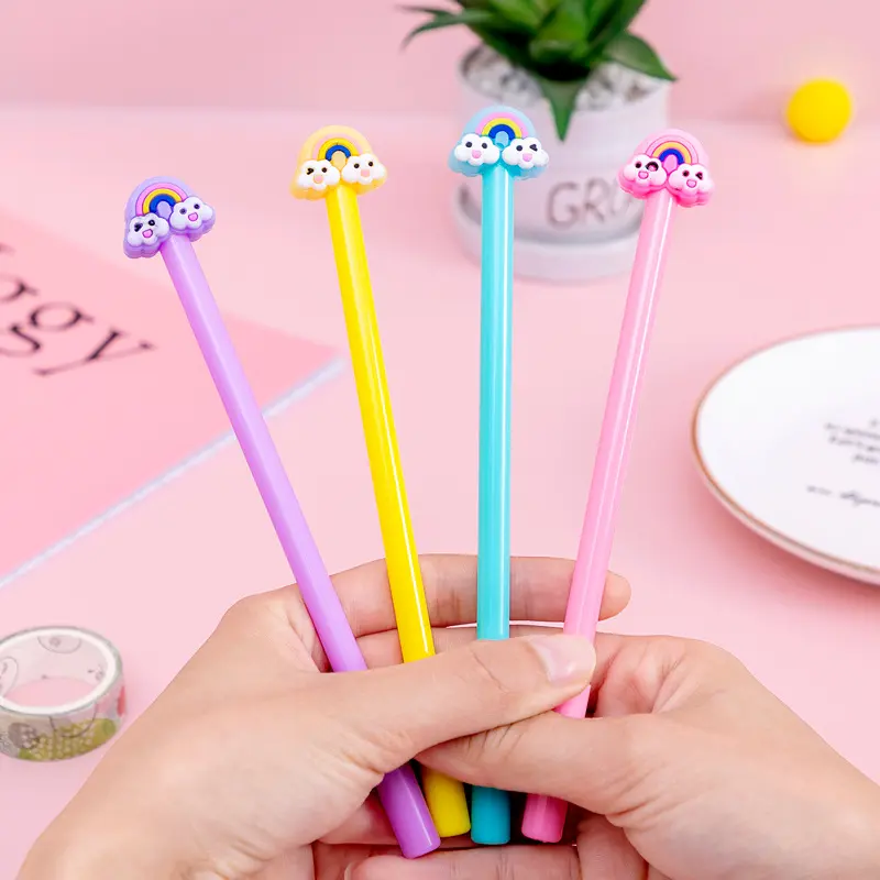 Creative Cartoon Rainbow Gel Pen 0.5mm Black Ink 1PCS School Supplies