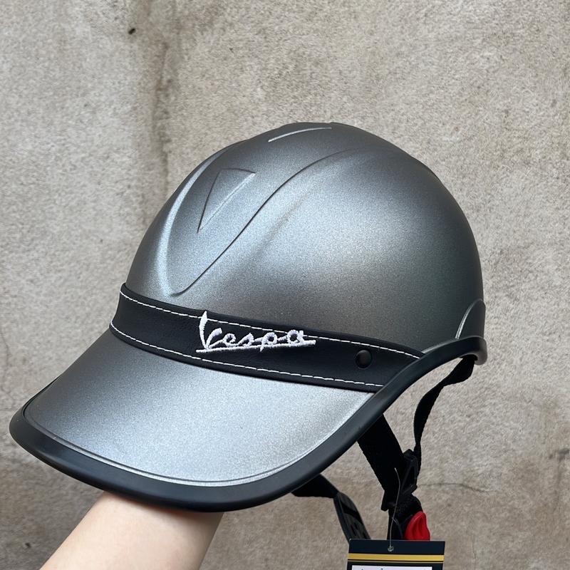 Nón bảo hiểm kết vespa màu xám chuột không khoét Nam