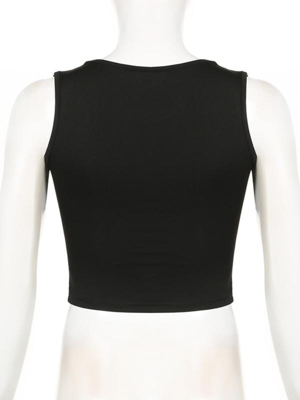 Women's Summer Plain Ruched Square Neck Crop Tank Top, Lady Summer Clothes, Classy Casual Sleeveless Cropped Top for Summer, Ladies Clothes for Daily Wear, Womenswear 4