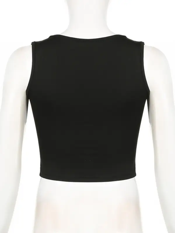 Women's Summer Plain Ruched Square Neck Crop Tank Top, Lady Summer Clothes, Classy Casual Sleeveless Cropped Top for Summer, Ladies Clothes for Daily Wear, Womenswear 4