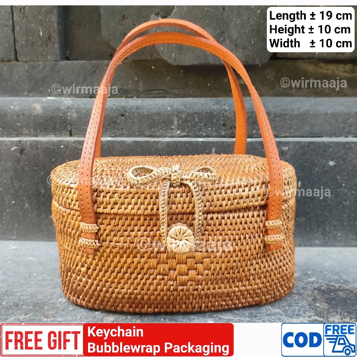 Tas Rotan Full Atte Gandek Pita / Tempat Bunga Sembahyang