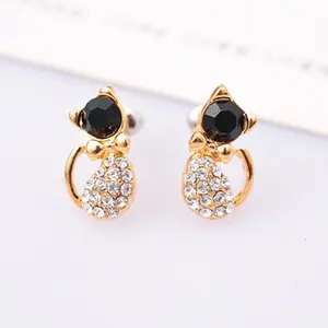 A57 Anting Tusuk Wanita Kucing Diamond Fashion Korea Aksesoris