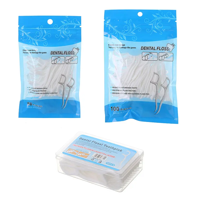 50/100pcs Boxed Disposable  Floss Flosser Picks Oral Care Tooth Cleaning Inter Brush  Floss Pick Storage Box Flossers