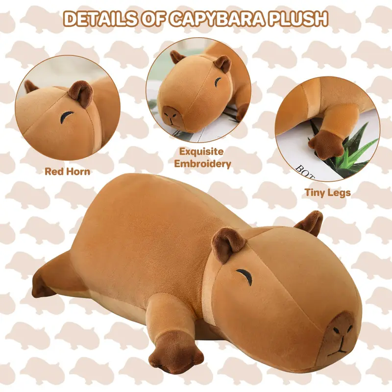 Capybara Design Plush Toy, 1 Count Cute Capybara Stuffed Doll, Soft Capybara Plush Pillow, Comfortable Home Decoration, Perfect Gift for Children 2