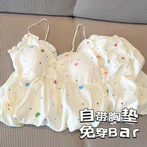 ชุดนอนคู่รัก ดาว ดวงจันทร์ สำหรับผู้หญิงและเด็กผู้หญิง ทำจากผ้าฝ้ายเมฆฤดูร้อน มีสายรัด กางเกงขาสั้น เซ็ต 2 ชิ้น เหมาะสำหรับใส่กลางแจ้ง เสื้อผ้าในบ้าน