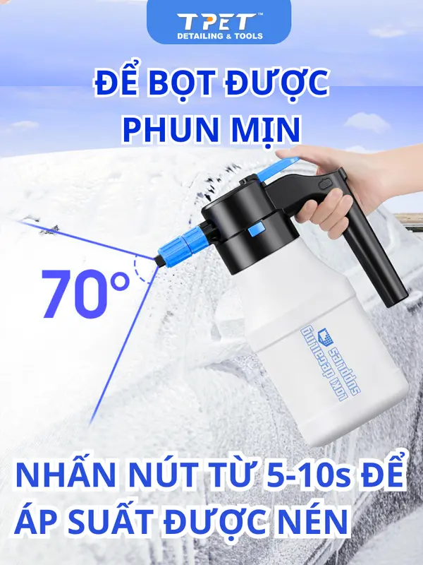 Bình phun bọt tuyết sạc tự động sạc pin rửa xe 1.5L dung tích pin 4800mAh bìnhxịt bọttuyết 6