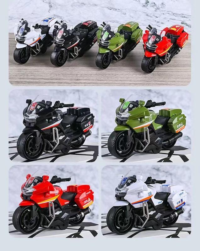 Product Introduction of Children's Toy Car Inertia Motorcycle Car Boy Warrior Police Car Model Baby 110 Simulation Fire Truck 12