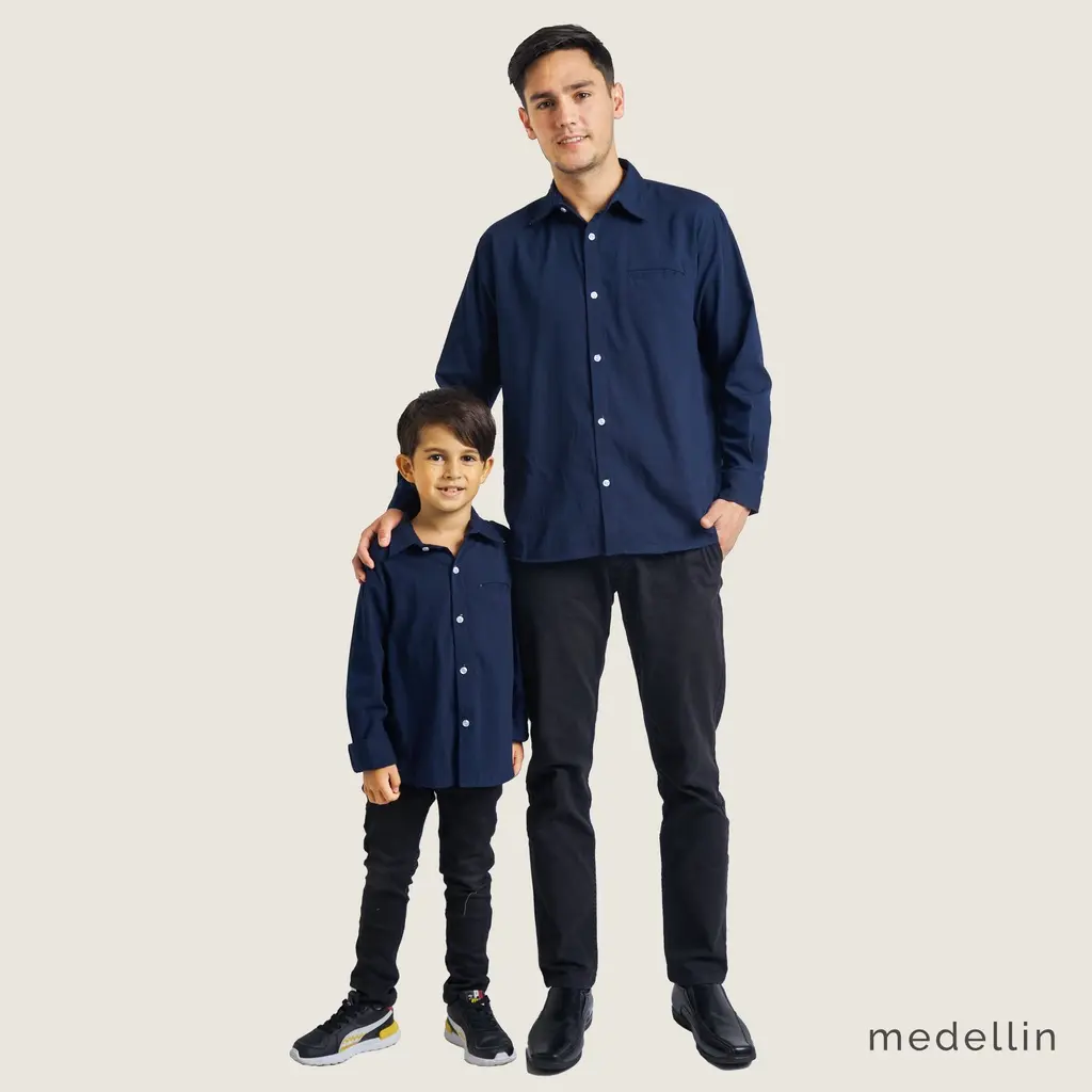 MEDELLIN Kemeja Couple Ayah Anak Lengan Panjang 101217 Warna Gelap
