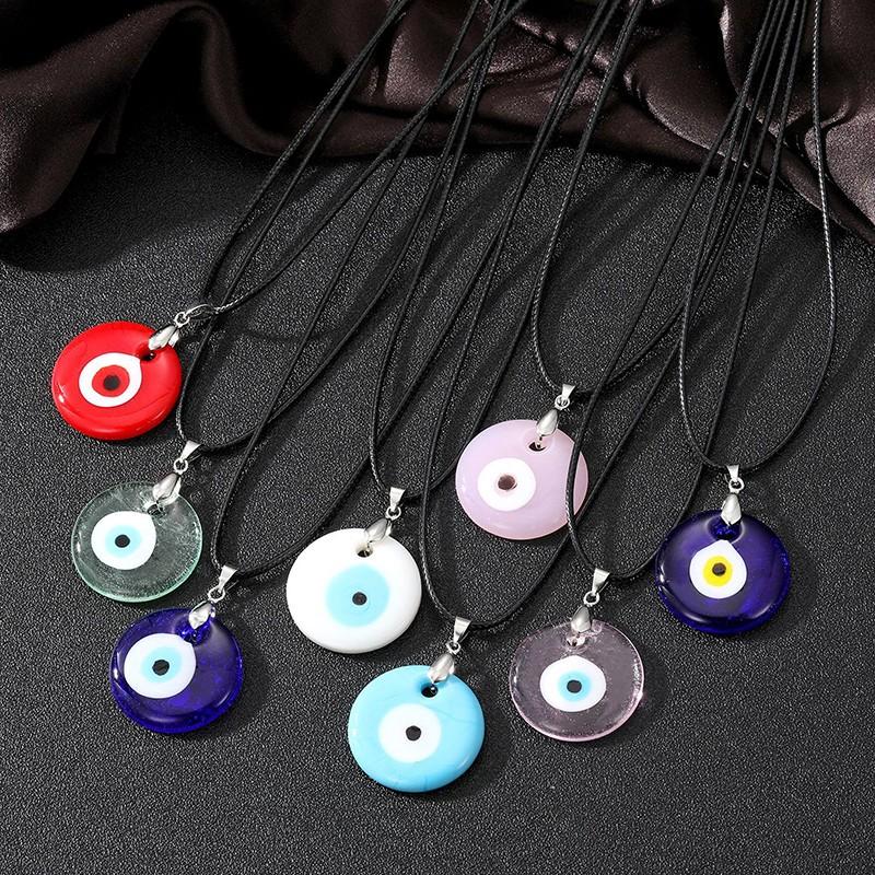 Vòng Cổ Mặt Dây Chuyền Mắt, Màu Xanh Dương, Hình Tròn, Phong Cách Thổ Nhĩ Kỳ, Thiết Kế Mắt May Mắn, Dành Cho Phụ Nữ Và Nam Giới 0