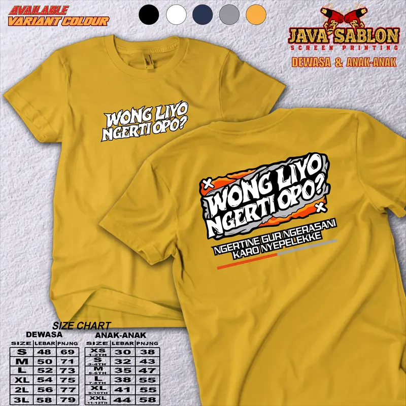 KAOS DISTRO ANAK ANAK DAN DEWASA KATA-KATA WONG LIO NGERTI OPO MERCHANDISE KATUN COMBED KEREN UNISEX Baju Fashion 4