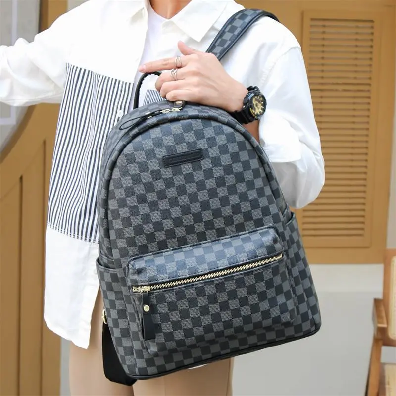 Balo Thời Trang Ô Xanh-Nâu vừa A4 - Đeo Vai - Backpack 2