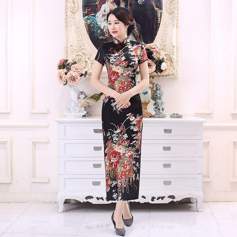 Sườn Xám Dài Trung Bình Cho Nữ, Trang Phục Biểu Diễn Catwalk Thượng Hải Cũ Mới, Dáng Ôm, Váy Phong Cách Trung Quốc Thanh Lịch 6