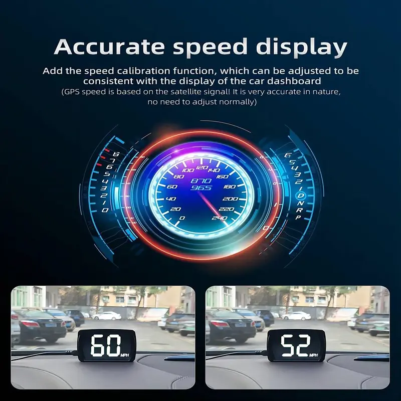 Đồng Hồ Tốc Độ GPS Kỹ Thuật Số, Tốc Độ MPH Hoặc Tốc Độ KM / H, Màn Hình HUD Head Up Thông Dụng Cho Xe Hơi, Hướng Lái La Bàn, Nhắc Nhở Lái Xe Mệt Mỏi 6