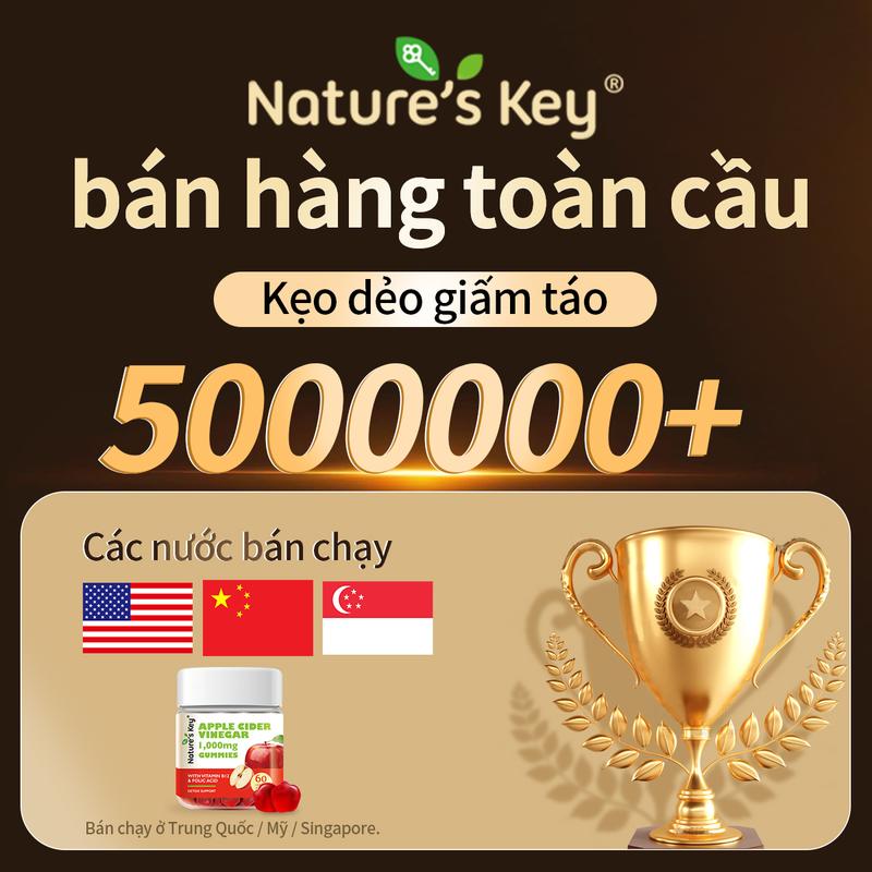0 chất béo, 0 lo lắng khi dùng | Kẹo dẻo Giấm táo Nature’s Key, 1000mg Giấm táo nguyên chất cùng nhiều Vitamin thiết yếu 3