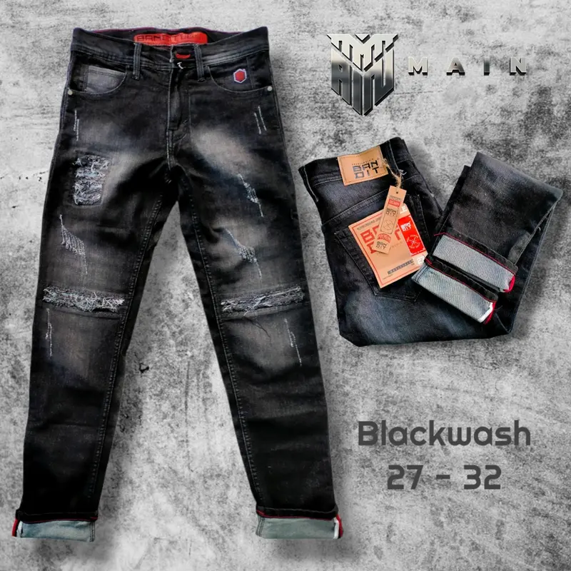 XELLA Celana Jeans Sobek Lutut Pria Jeans Panjang Pria 0