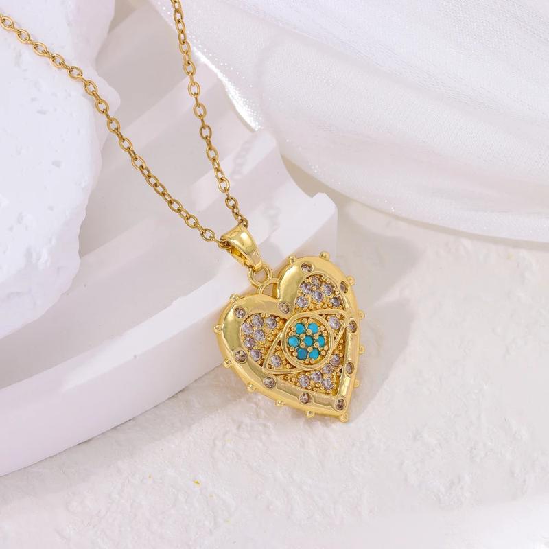 Product Introduction of New In Blue Evil Eyes Necklaces Earrings For Women Trendy Retro Style Punk Female 18K Gold Plated Stainless Steel Jewelry Set 9
