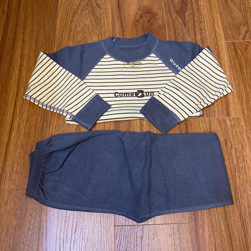 [Hân Hân Kids] Bộ quần áo dài tay nỉ kẻ ngang dài tay cho bé trai, bé gái, có thể mặc 2 mặt, size 90 - 120 8