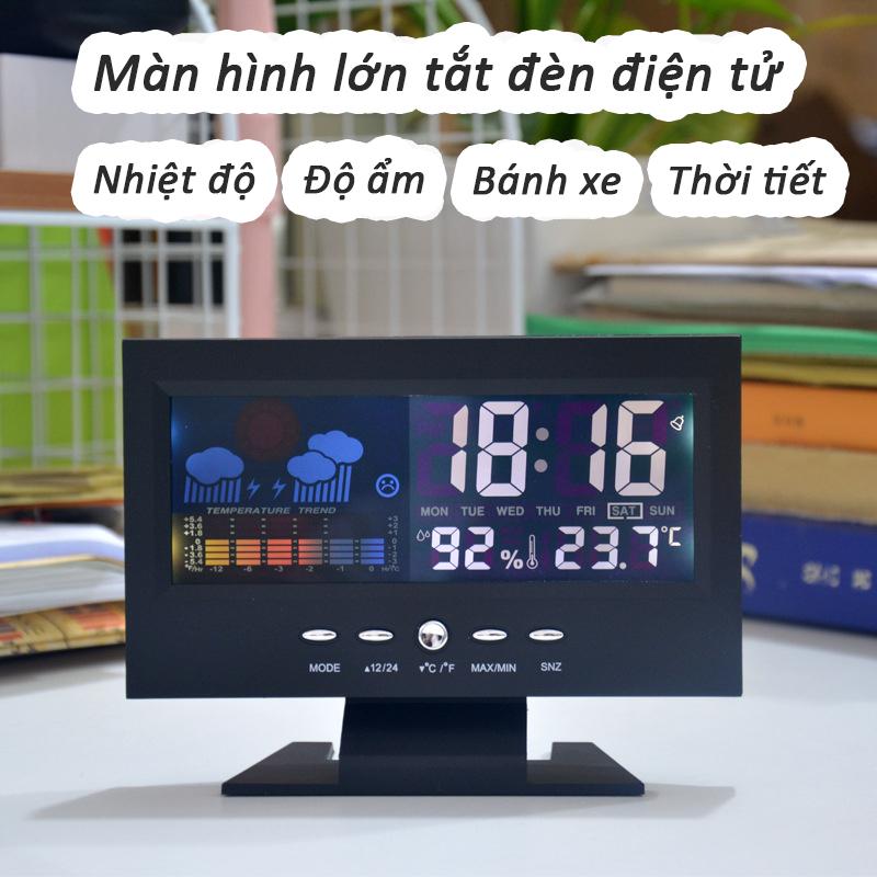 Đồng hồ báo thức điện tử thời tiết phát minh màn hình LED thời tiết nhiệt độ và độ ẩm hàng ngàn năm theo dõi đồng hồ báo thức thời tiết 1