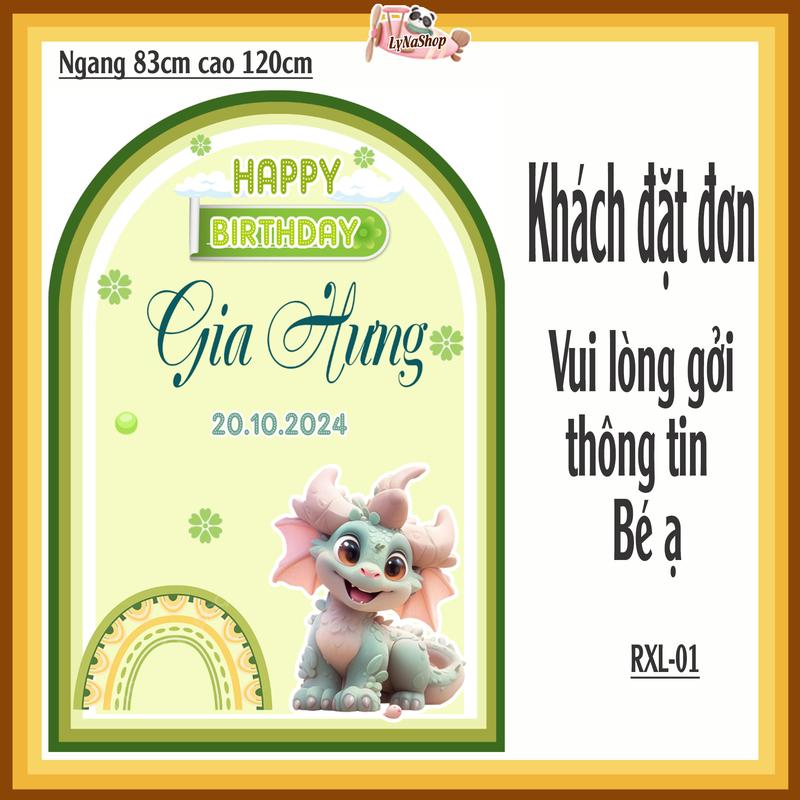 HCM - Background trang trí thôi nôi cho bé tuổi RỒNG - nhắn thông tin bé Shop in gởi trong ngày 9