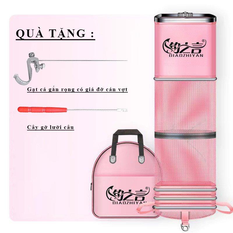 Rọng đựng cá vuông cao cấp khung kim loại siêu bền, lưới tráng keo tặng kèm gạt cá, gỡ lưỡi Đi Câu Fishing Bắt Cá Câu Cá Đồng